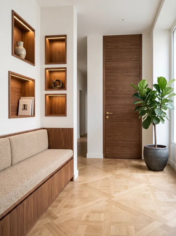 Accueil, Banquette et niches éclairées