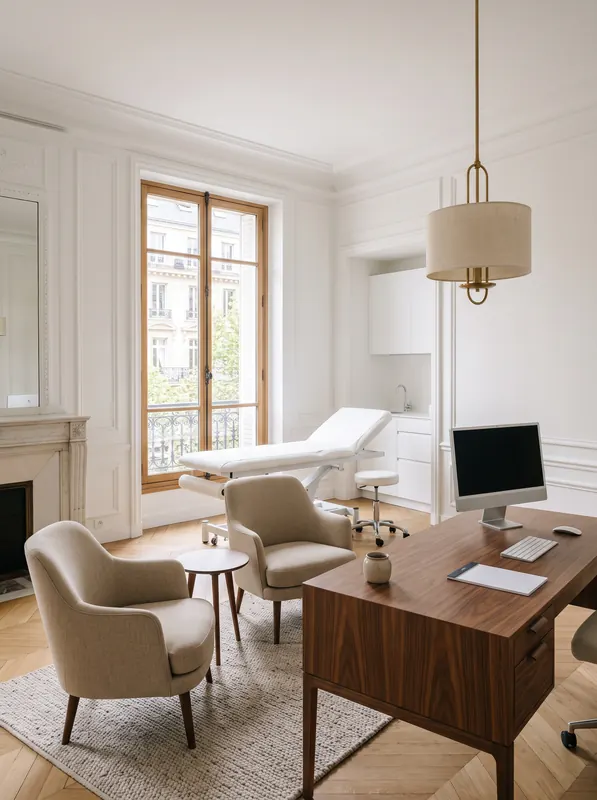 Bureau de consultation, Table d'examen et bureau