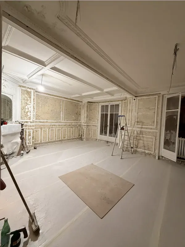 Séjour et salle à manger avant travaux, Saint-Senoch, Paris 17e